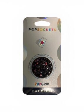 PopSocket PopGrip Premium Black with Pink Glitter